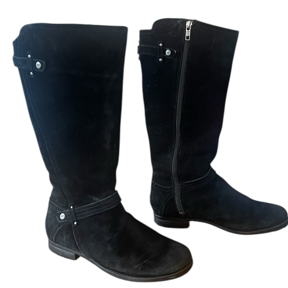 UGG Jillian knee high side zip black suede boots. Sherpalined. Size 7.5 GUC - Picture 8 of 16